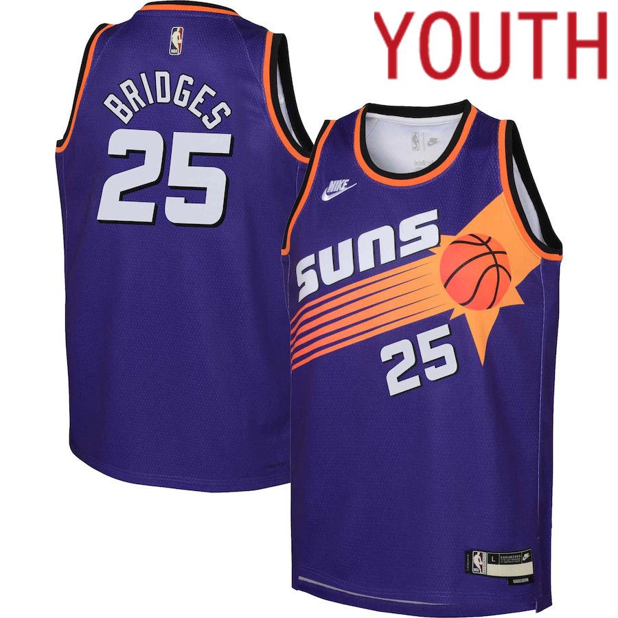 Youth Phoenix Suns #25 Mikal Bridges Nike Purple Classic Edition 2022-23 Swingman NBA Jersey->customized nba jersey->Custom Jersey